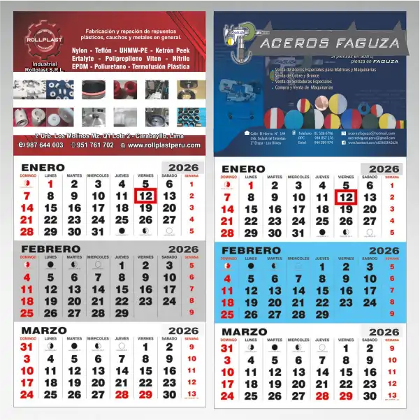 calendario de pared trimestral 1